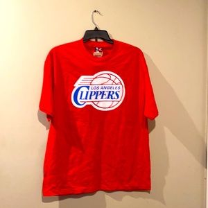 Red short sleeve crew neck Majestic NBA Licensed LA Clippers Shirt XL NWT
